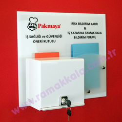 Ramak Kala Kutusu, Risk Bildirim Kutusu, Pakmaya Pleksiglas İş Sağlığı ve Güvenliği Kutusu