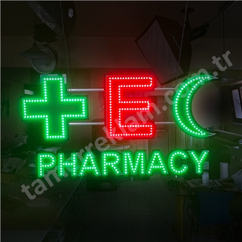 Eczane Pharmacy Cross, E Logo, Hilal figürlü, Animasyonlu