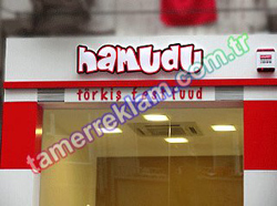 Hamudu lazer kesim pleksiglass logo almas led tabela