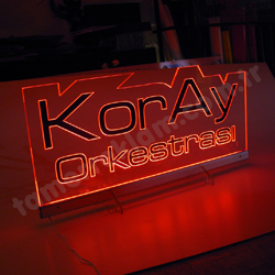 Koray Orkestrası Sahne önü Pleksiglas Gravür Oyma Tabela