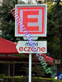 Mavi Eczane E pano Led tabela ve Kolon Tabelası