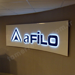 Afilo banko arkası kabartma harfli tabela