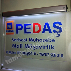 Pedaş Muhasebe Lazer Kazıma Pleksiglas ışıklı Kapı tabelası