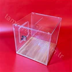 Sadaka Kutusu, Yardım Kutusu, Şeffaf Pleksiglas 30x30x30cm