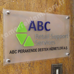 ABC Retail Support Services Pleksiglass Lazer Kesim Kapı Tabelası
