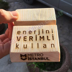 Metro İstanbul Ahşap Yakma telefon standı Hediyelik Ürün