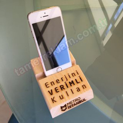 Metro İstanbul Ahşap Yakma telefon standı Hediyelik Ürün