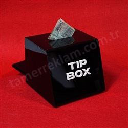 Siyah Pleksiglas Tip Box Bahşiş Kutusu