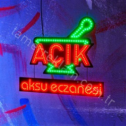 Eczane İsimli Açık Tabelası Havan Figürlü Led Tabela